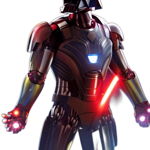 robot, staff, concept art, 3d render transparent PNG cut-out