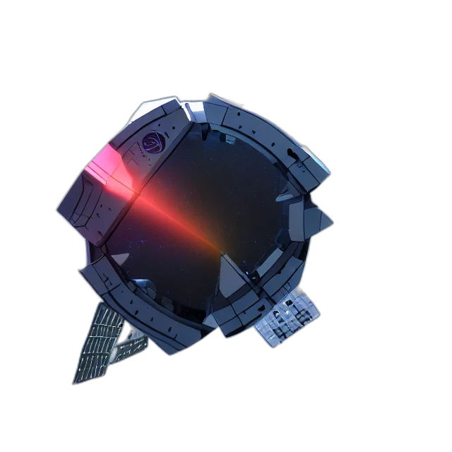 weapon, robot, mask, jacket, 3d render, concept art, vaporwave, pixel art transparent PNG cut-out
