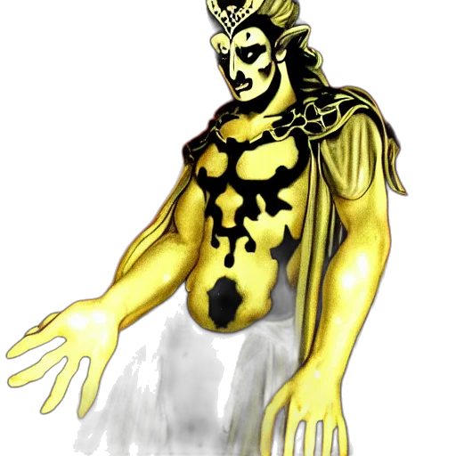 mask, creature, crown, staff, concept art, comic book art, fantasy art, 3d render transparent PNG cut-out