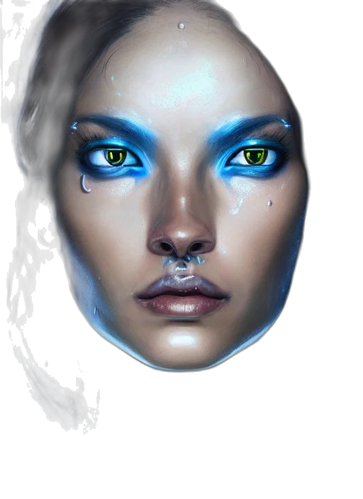 face, mask, jewelry, fantasy art, photorealistic, concept art, 3d render, outer space transparent PNG cut-out