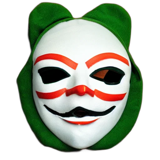 mask, face, hat, 3d render, green, anonymous, pepe, frog transparent PNG cut-out