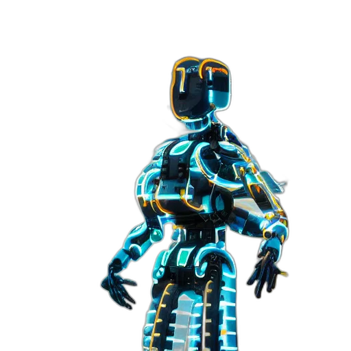 robot, jacket, creature, weapon, 3d render, concept art, cyberpunk, pixel art transparent PNG cut-out