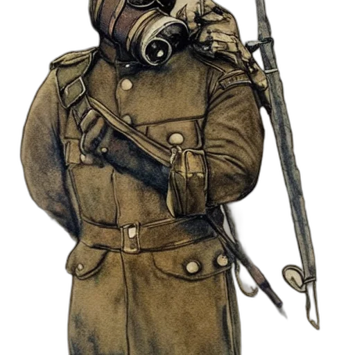 staff, weapon, jacket, mask, concept art, watercolor, comic book art, photorealistic transparent PNG cut-out