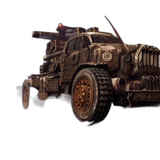 car, weapon, robot, concept art, 3d render, fantasy art, cyberpunk, crossout transparent PNG cut-out