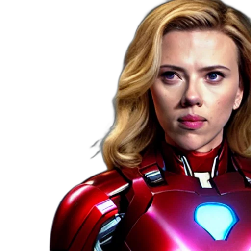 comic book art, concept art, photorealistic, cartoon, scarlett, johansson, ironman transparent PNG cut-out