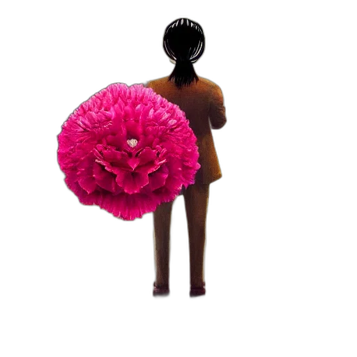 flower, staff, umbrella, hair, 3d render, concept art, pixel art, giant transparent PNG cut-out