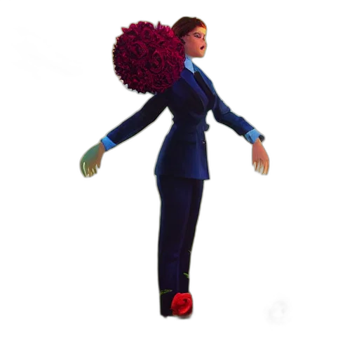staff, umbrella, hat, jacket, 3d render, concept art, pixel art, cartoon transparent PNG cut-out
