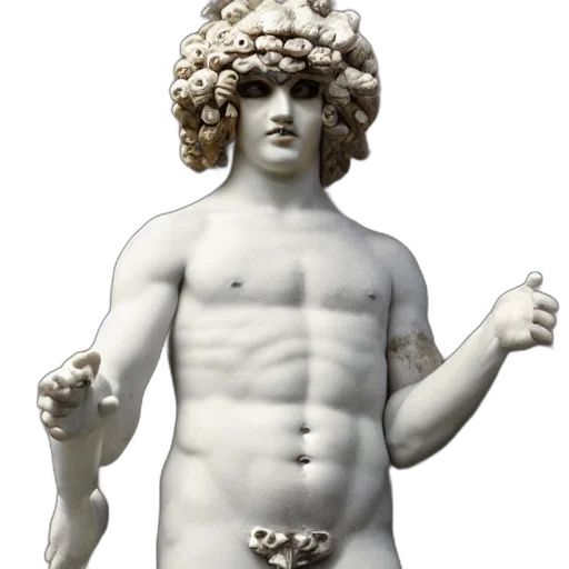 creature, food, 3d render, vaporwave, photorealistic, concept art, antinous, statue transparent PNG cut-out