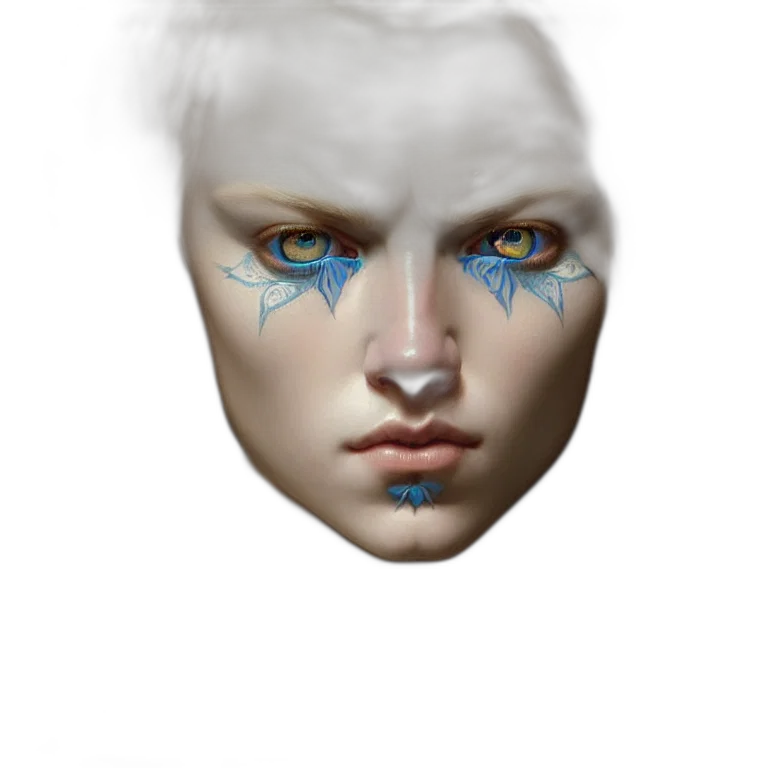 face, mask, robot, hair, photorealistic, 3d render, fantasy art, concept art transparent PNG cut-out