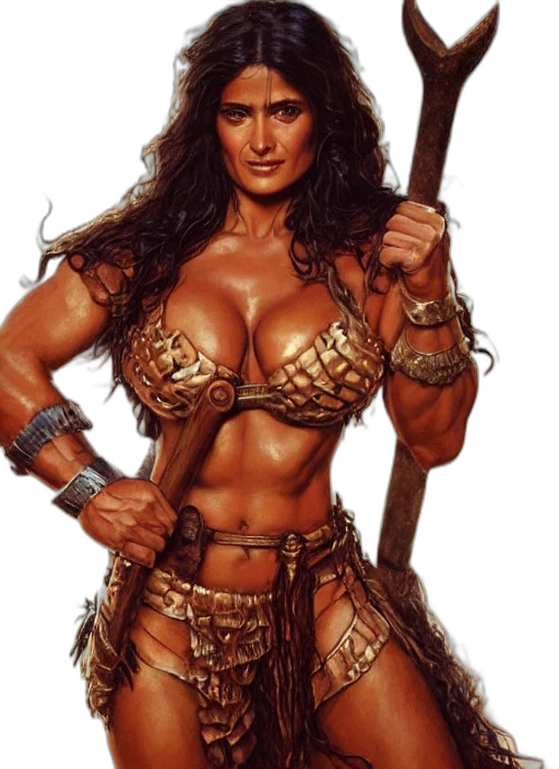 fantasy art, comic book art, concept art, photorealistic, portrait, very, muscled, salma transparent PNG cut-out