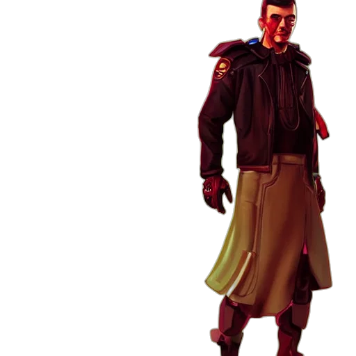 jacket, staff, robot, concept art transparent PNG cut-out