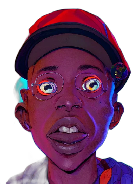 face, mask, creature, hat, concept art, cartoon, 3d render, comic book art transparent PNG cut-out