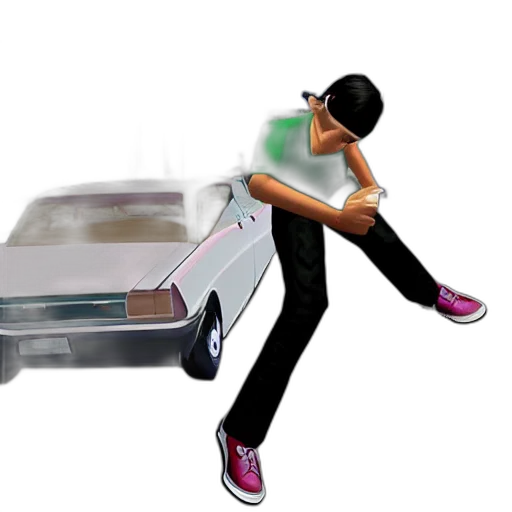 car, weapon, vaporwave, 3d render, concept art, pixel art, tony, hawk transparent PNG cut-out