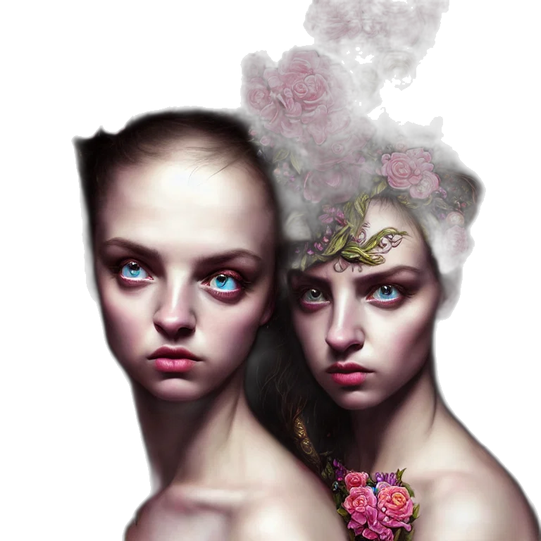 crown, face, mask, flower, photorealistic, fantasy art, concept art, 3d render transparent PNG cut-out