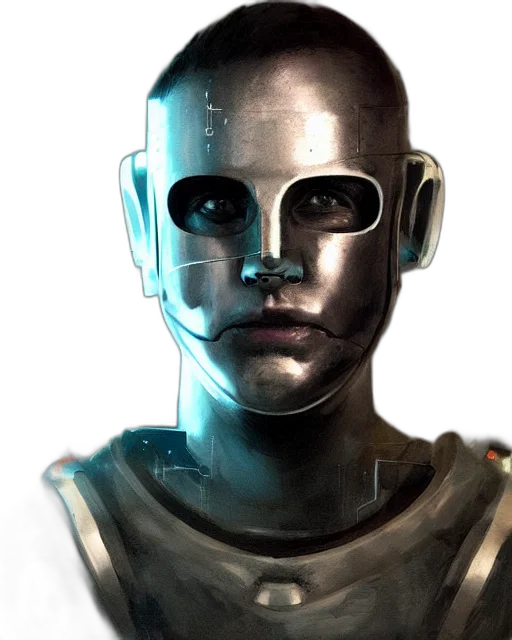 robot, mask, face, concept art, cyberpunk, 3d render, fantasy art, outer space transparent PNG cut-out
