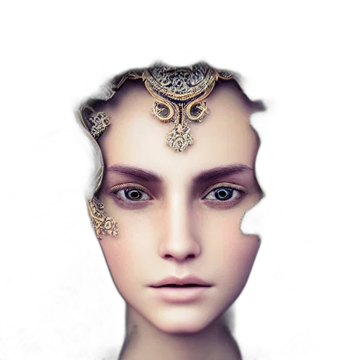 mask, crown, face, jewelry, fantasy art, photorealistic, 3d render, concept art transparent PNG cut-out