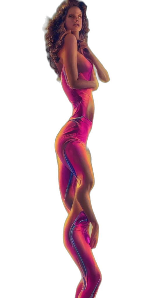 dress, staff, 3d render, concept art, photorealistic, vaporwave, neon lights, neon transparent PNG cut-out