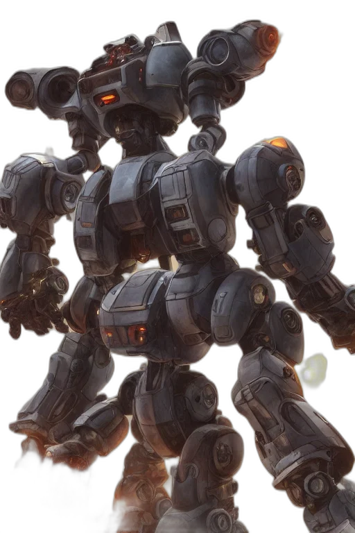 robot, weapon, concept art, 3d render transparent PNG cut-out