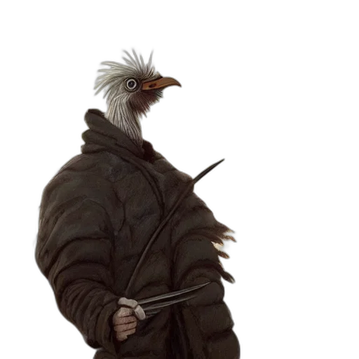 jacket, staff, animal, weapon transparent PNG cut-out
