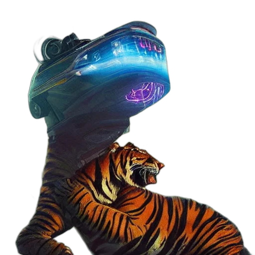 mask, creature, animal, robot, concept art, vaporwave, cyberpunk, fantasy art transparent PNG cut-out