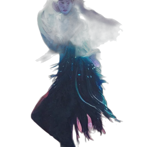 creature, mask, staff, dress transparent PNG cut-out