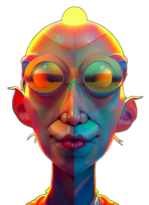 face, mask, robot, creature, 3d render, cartoon, concept art, photorealistic transparent PNG cut-out