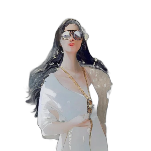 dress, jacket, jewelry, staff transparent PNG cut-out