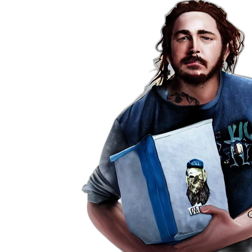 photorealistic, concept art, closeup, illustration, post, malone, delivering, mail transparent PNG cut-out
