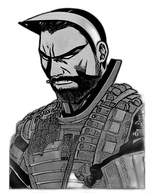 face, comic book art, cartoon, concept art, fantasy art, powerful, japanese, samurai transparent PNG cut-out