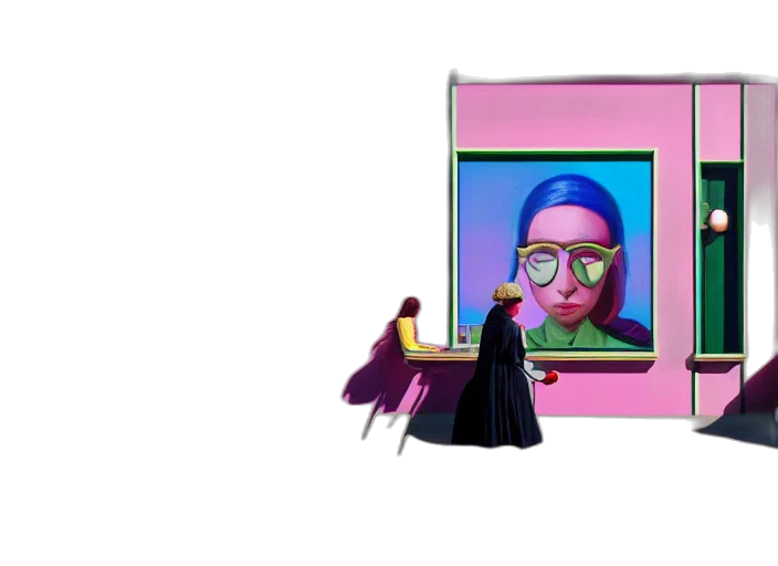 face, creature, jacket, weapon, vaporwave, concept art, cartoon, pixel art transparent PNG cut-out