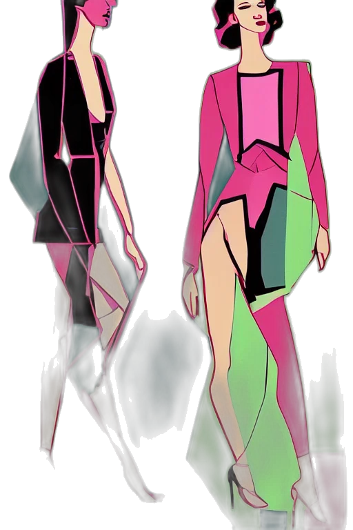 dress, jacket, concept art, cyberpunk, vaporwave, 3d render, neon lights, outer space transparent PNG cut-out