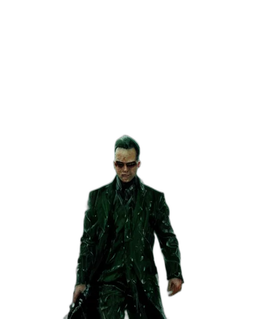 jacket, staff, robot, creature transparent PNG cut-out