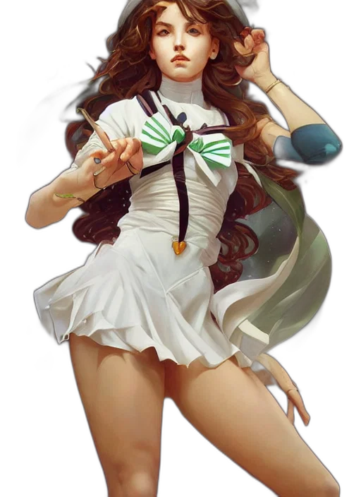 dress, staff, anime, fantasy art transparent PNG cut-out