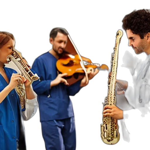 staff, doctors, playing, instruments, together transparent PNG cut-out