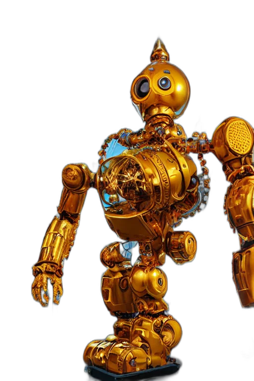 robot, concept art, 3d render, golden, portrait, photo, giant, huge transparent PNG cut-out