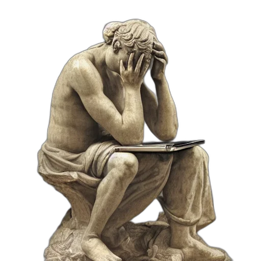 photorealistic, concept art, photo, richly, detailed, sitting, marble, statue transparent PNG cut-out