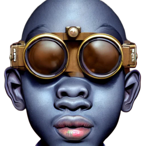 face, mask, concept art, photorealistic, 3d render, cartoon, blue, dark transparent PNG cut-out