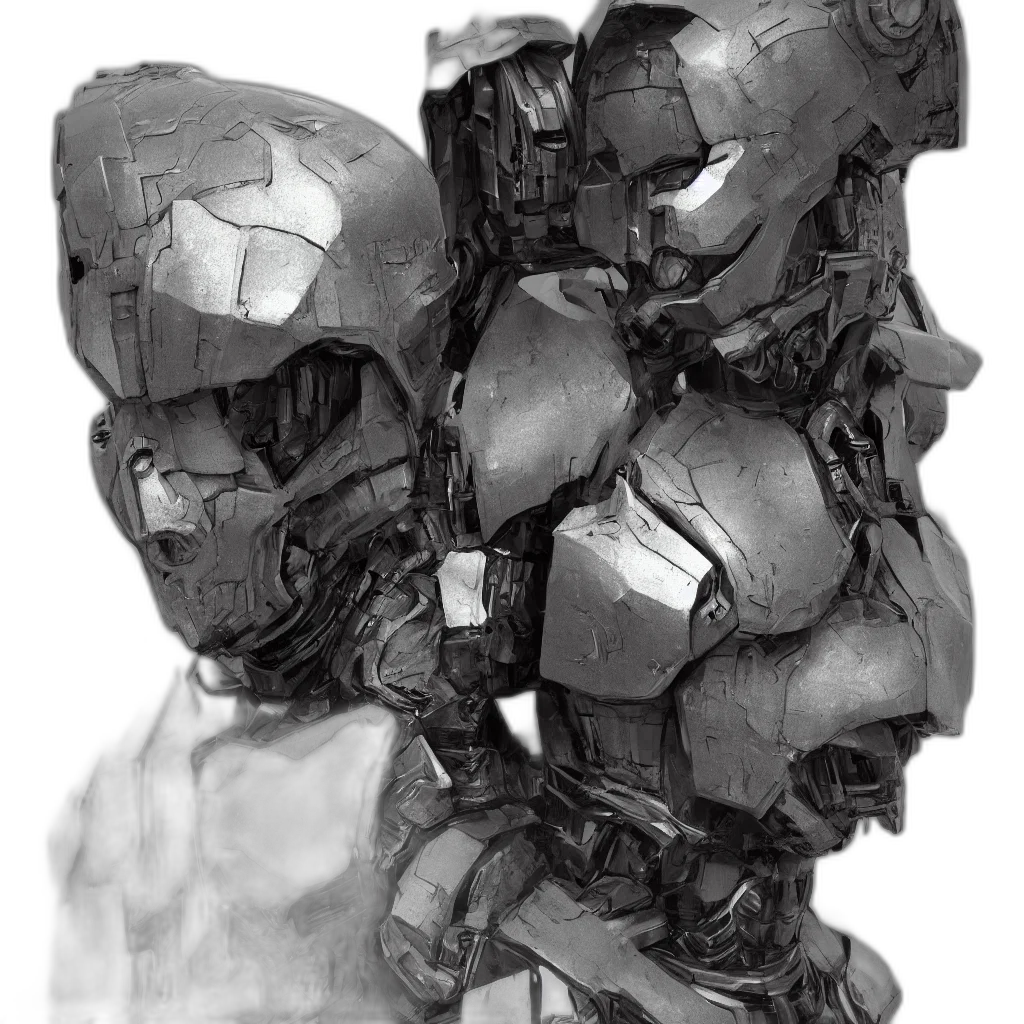 mask, robot, crown, face, 3d render, concept art, photorealistic, pencil sketch transparent PNG cut-out