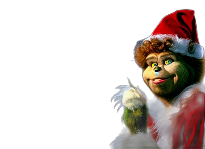 3d render, photorealistic, concept art, bob, ross, grinch, movie, still transparent PNG cut-out