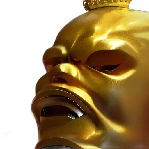 crown, mask, face, 3d render, photorealistic, concept art, golden, king transparent PNG cut-out