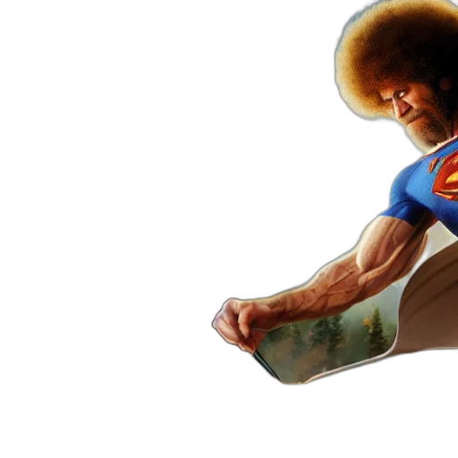 comic book art, concept art, photorealistic, fantasy art, closeup, photograph, bob, ross transparent PNG cut-out