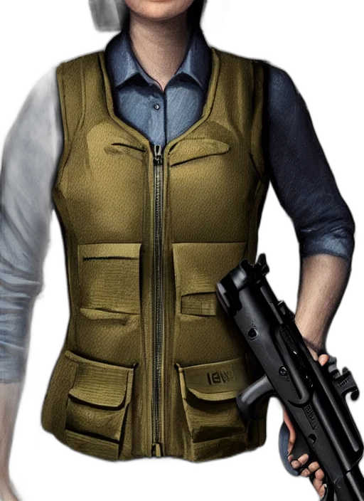 jacket, weapon, staff, 3d render, concept art, photorealistic, cyberpunk, female transparent PNG cut-out