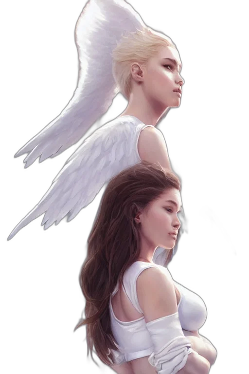 fantasy art, concept art, photorealistic, comic book art, pastel, angel, girl, white transparent PNG cut-out