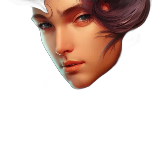 face, mask, crown, hair, fantasy art, concept art, pixel art, photorealistic transparent PNG cut-out