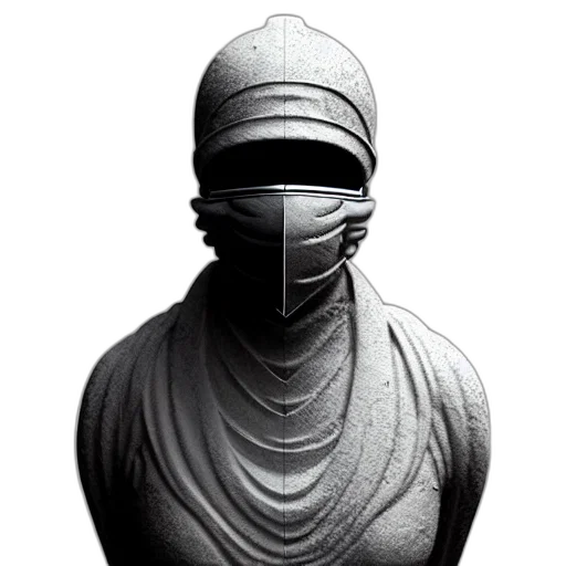 mask, face, staff, sword, 3d render, concept art, photorealistic, cyberpunk transparent PNG cut-out