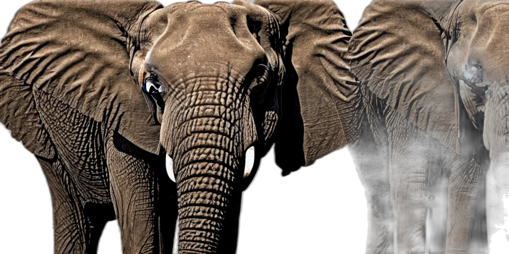 animal, photorealistic, elephant, stereogram transparent PNG cut-out