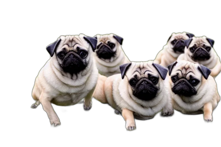 animal, 3d render, photorealistic, pug transparent PNG cut-out