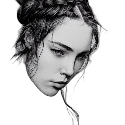 crown, face, hair, dragon, photorealistic, pencil sketch, fantasy art, oil painting transparent PNG cut-out