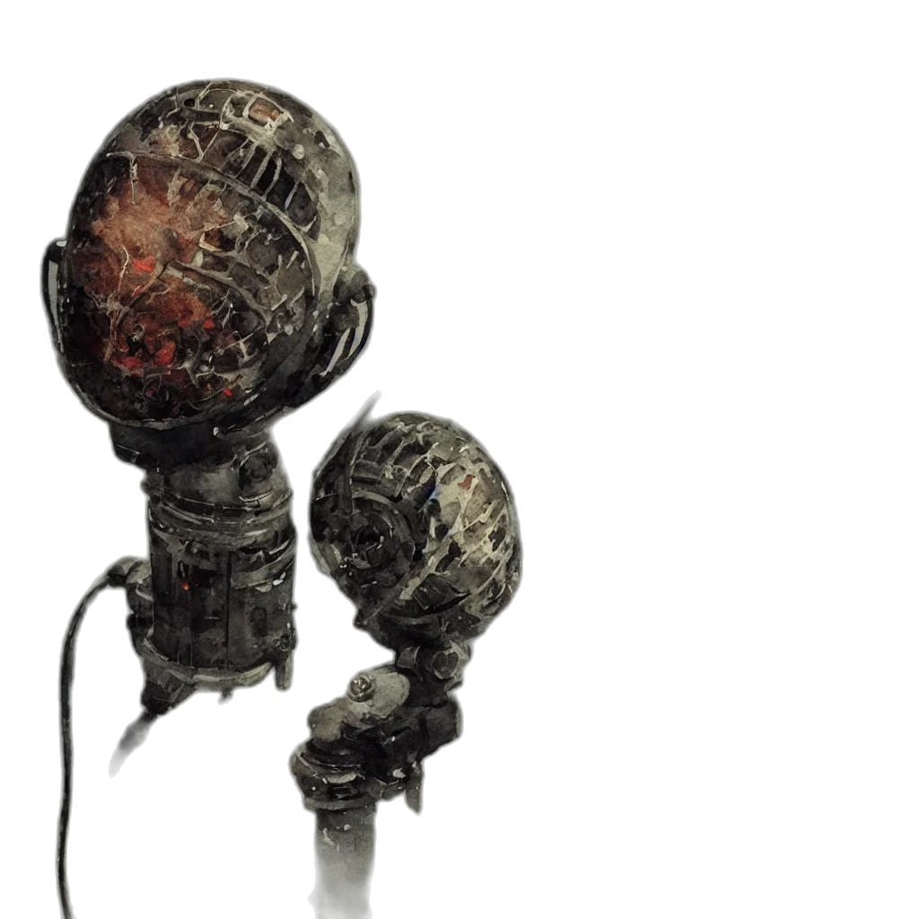 weapon, umbrella, staff, robot, 3d render, concept art, photorealistic, beautiful transparent PNG cut-out