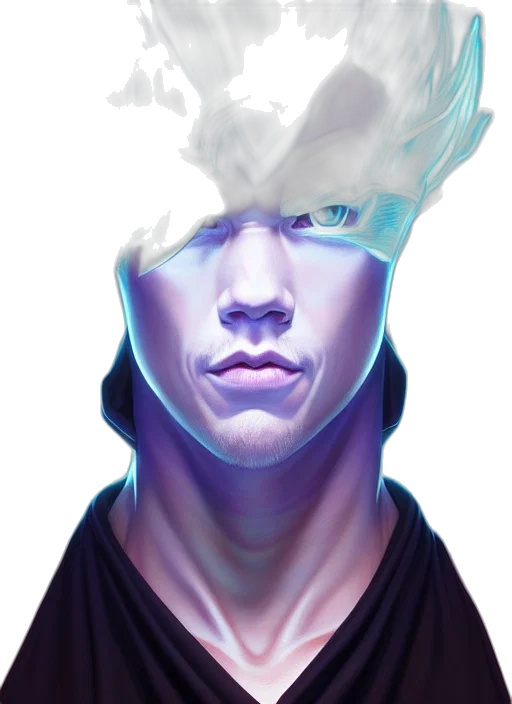 face, mask, robot, hat, cyberpunk, concept art, fantasy art, photorealistic transparent PNG cut-out